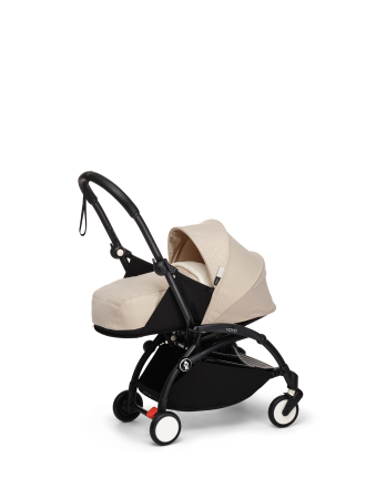 Количка за новородено STOKKE YOYO³, с багажник за новородено - Bonpoint Beige, с черна рамка