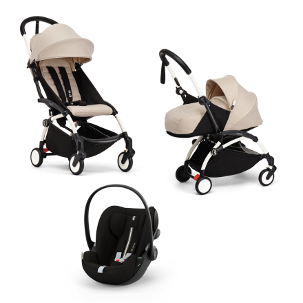 Carucior 3 in 1 pentru copii STOKKE YOYO³, cu pachet nou nascut, scoica auto si pachet de culoare - Bonpoint, cu cadru White