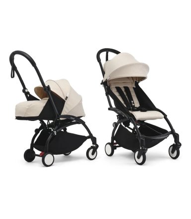 Carucior 2 in 1 pentru copii STOKKE YOYO³, cu pachet nou nascut si pachet de culoare - Bonpoint Beige, cu cadru Black