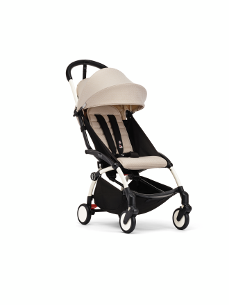 Carucior 2 in 1 pentru copii STOKKE YOYO³, cu pachet nou nascut si pachet de culoare - Bonpoint Beige, cu cadru White