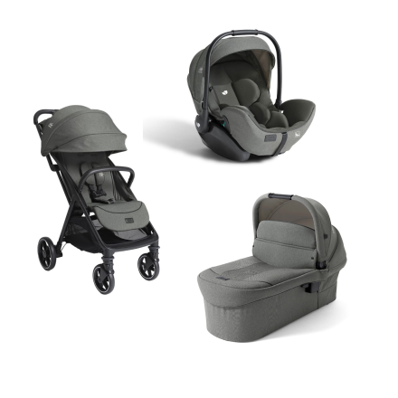 Carucior 3 in 1 pentru copii Joie Parcel LX Signature, cu landou Ramble XL si Scoica auto I-Level Pro, Evergreen