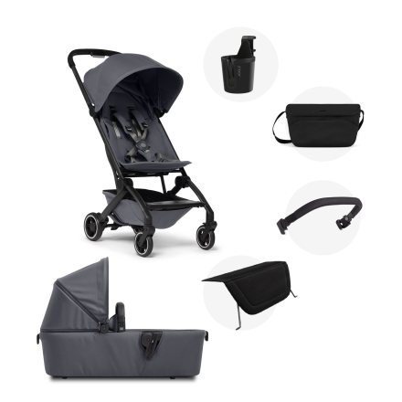 Carucior 2 in 1 pentru copii Joolz Aer+, cu accesorii incluse, Stone Grey