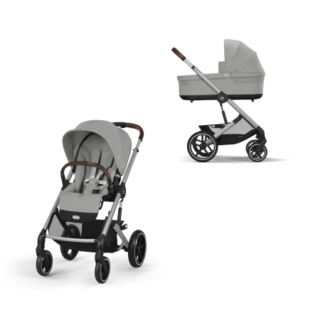 Παιδικό καρότσι Balios S Lux 2 σε 1 με πορτ-μπεμπέ - Stone Grey με ασημί πλαίσιο