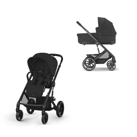 Παιδικό καρότσι Balios S Lux 2 σε 1, με πορτ-μπεμπέ - Moon Black με μαύρο σκελετό