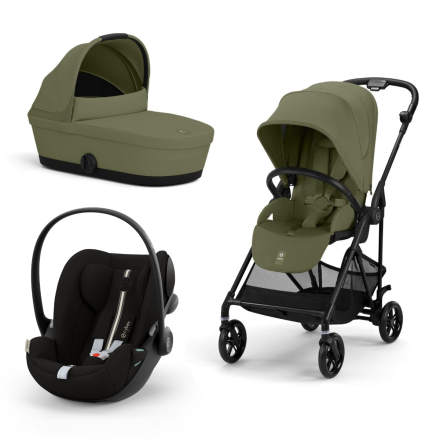 Carucior 3 in 1 Cybex Melio Carbon pentru copii, modern, cu landou si scoica Cloud G Plus