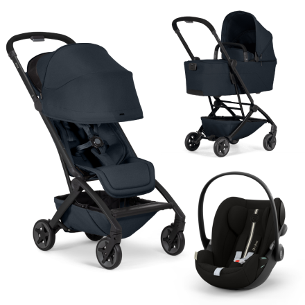 Carucior 3 in 1 pentru copii Joolz Aer 2, cu landou si scoica auto Cloud G Plus, Dark navy blue