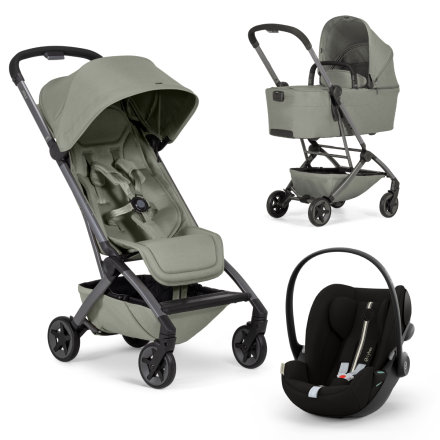 Carucior 3 in 1 pentru copii Joolz Aer 2, cu landou si scoica auto Cloud G Plus, Sage green