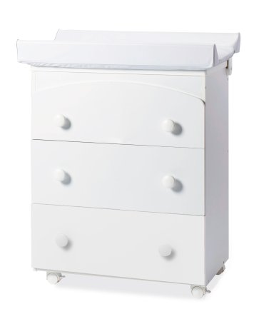 Comoda Italbaby, Colectia Evoc clasic pentru copii, trei sertare, cu salteluta si cadita, Latte