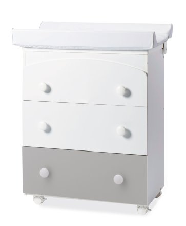 Comoda Italbaby, Colectia Evoc clasic pentru copii, trei sertare, cu salteluta si cadita, Grigio