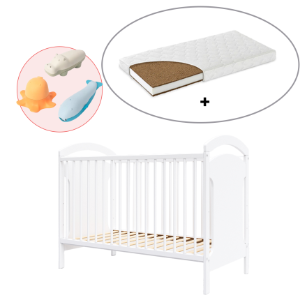 Детска кошара BabyMatters Lulu, изработена от масивно дърво, 120x60 см, с включен кокосов матрак