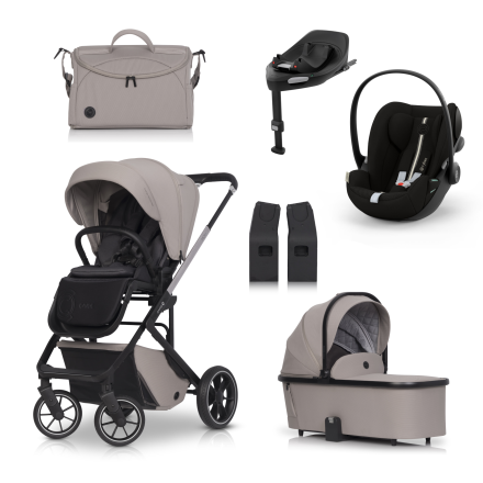 Carucior 4 in 1 pentru copii Cavoe Moi+, cu scoica Cybex Cloud G Plus si Baza G