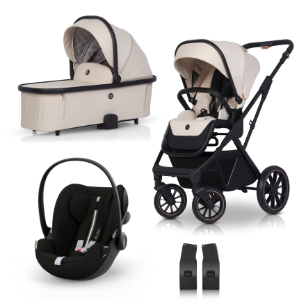 Carucior 3 in 1 pentru copii Cavoe Axo Shine, cu landou si scoica auto Cybex Cloud G i-Size Plus