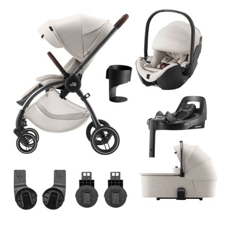 Carucior 4 in 1 pentru copii, Britax Römer Rio, cu landou, scoica Baby Safe Pro si baza Vario, colectia LUX, Soft Taupe