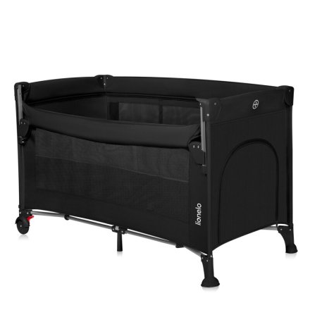Patut pliant pentru copii Lionelo Ellen 3 in 1, multifunctional, cu laterala culisanta, Black Carbon