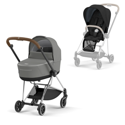 Carucior 2 in 1 pentru copii Cybex Mios 3.0, premium, inovator - Soho Grey cu cadru Chrome Brown