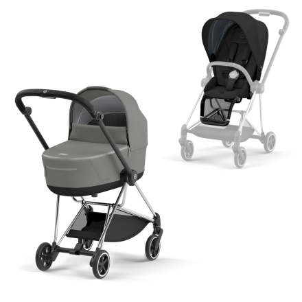 Carucior 2 in 1 pentru copii Cybex Mios 3.0, premium, inovator - Soho Grey cu cadru Chrome Black