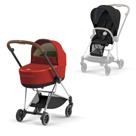 Carucior 2 in 1 pentru copii Cybex Mios 3.0, premium, inovator - Autumn Gold cu cadru Chrome Brown