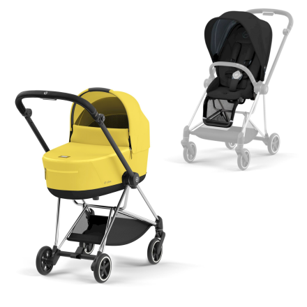 Carucior 2 in 1 pentru copii Cybex Mios 3.0, premium, inovator - Mustard Yellow cu cadru Chrome Brown