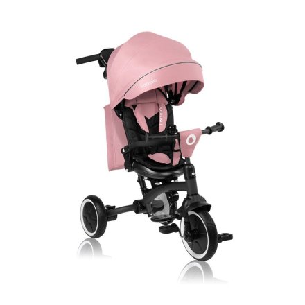 Tricicleta pentru copii Lionelo Tris Plus, multifunctionala, 2 in 1, rotire 360°, Pink Rose