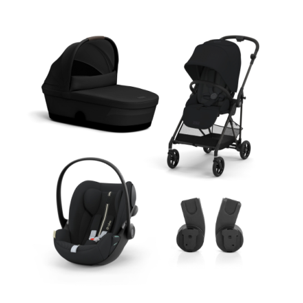 Детска количка Cybex Melio Carbon 3 в 1, издание 2024 г., с количка и черупка Cloud G Plus, Magic Black