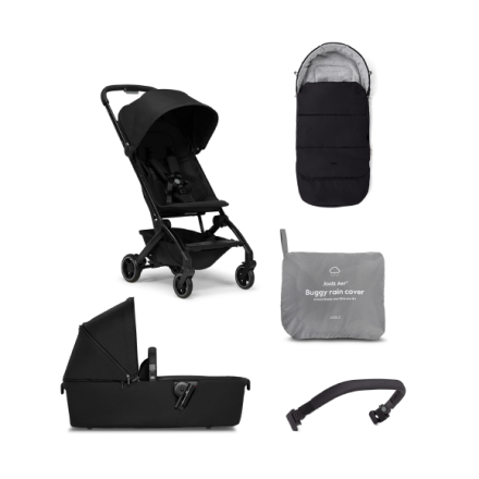 Pachet promotional 2 in 1 Joolz Aer +, cu sac pentru carucior, protectie de ploaie si bara de protectie, Space Black