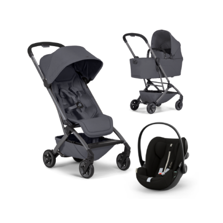 Carucior 3 in 1 pentru copii Joolz Aer 2, cu landou si scoica auto Cloud G Plus, Stone grey