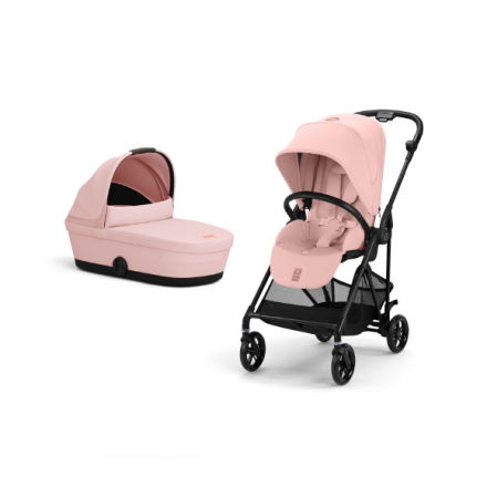 Cybex Melio Carbon Детска количка 2 в 1, модерна, с кош за носене, цвят Candy Pink
