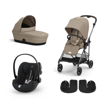 Cybex Melio Καρότσι 3 σε 1 με Πορτ-μπεμπέ & Βρεφικό Κάθισμα Cloud G Plus (2024) - Almond Beige