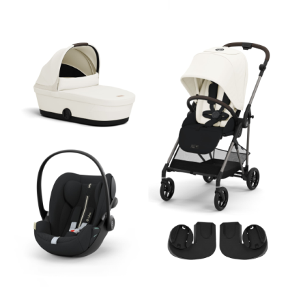 Carucior 3 in 1 Cybex Melio pentru copii, colectia 2024, cu landou si scoica Cloud G Plus, Canvas White