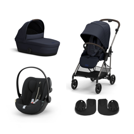 Carucior 3 in 1 Cybex Melio pentru copii, colectia 2024, cu landou si scoica Cloud G Plus, Dark Blue