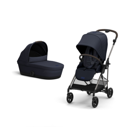 Детска количка Cybex Melio 2 в 1, с кош, колекция 2024, Тъмно синя