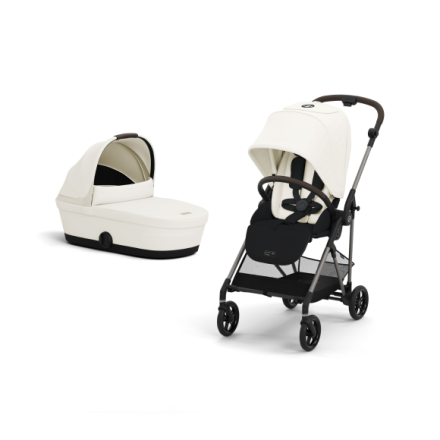 Детска количка Cybex Melio 2 в 1, с кош, колекция 2024, Canvas White