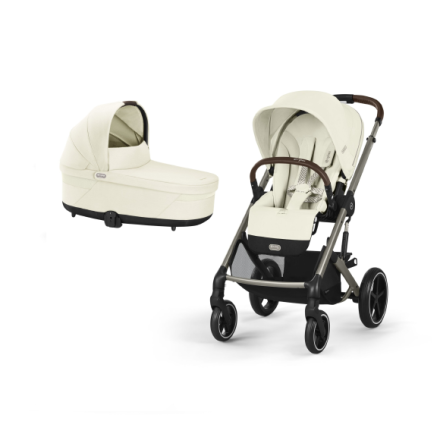 Carucior 2 in 1 Balios S Lux pentru copii, cu landou - Seashell Beige cu cadru Taupe