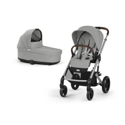 Παιδικό καρότσι Balios S Lux 2 σε 1 με πορτ-μπεμπέ - Stone Grey με ασημί σκελετό