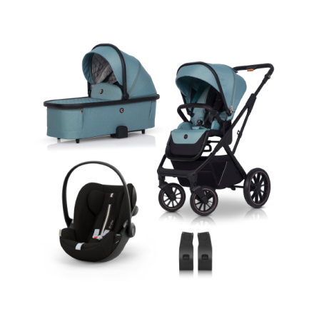 Carucior 3 in 1 pentru copii Cavoe Axo Shine, cu landou si scoica auto Cybex Cloud G i-Size Plus, Boho Green