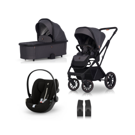 Carucior 3 in 1 pentru copii Cavoe Axo Shine, cu landou si scoica auto Cybex Cloud G i-Size Plus, French Grey