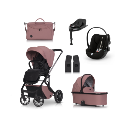 Бебешка количка Cavoe Moi+ 4 в 1, с столче за кола Cybex Cloud G Plus и база G, цвят Desert Rose