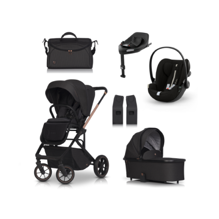 Carucior 4 in 1 pentru copii Cavoe Moi+, cu scoica Cybex Cloud G Plus si Baza G, Meteorite