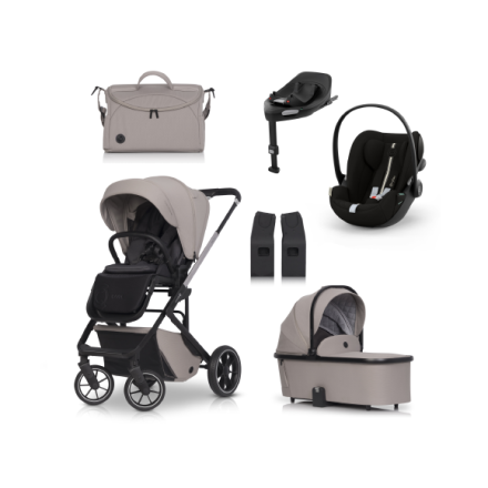 Carucior 4 in 1 pentru copii Cavoe Moi+, cu scoica Cybex Cloud G Plus si Baza G