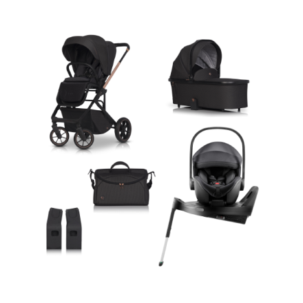 Детска количка 4 в 1 Cavoe Moi+, със столче за кола Britax Romer Baby Safe PRO, с Vario база и аксесоари, Meteorite
