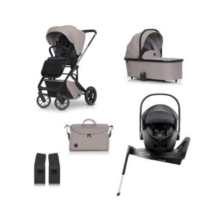 Детска количка 4 в 1 Cavoe Moi+, със столче за кола Britax Romer Baby Safe PRO, Vario база и аксесоари