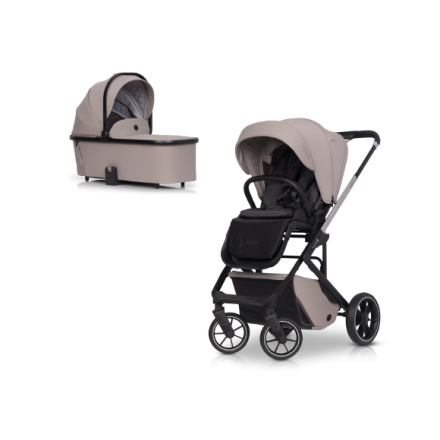 Детска количка 2 в 1 Cavoe Moi+, елегантна, компактна, с кош - Taupe