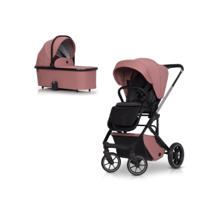 Carucior 2 in 1 pentru copii Cavoe Moi+, elegant, compact, cu landou - Desert Rose