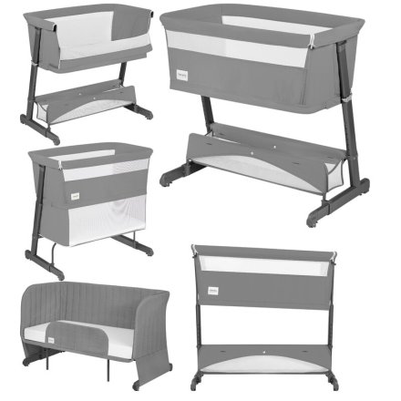 Patut pentru copii Lionelo Thomi Plus 5 in 1, co-sleeper, 0 - 4 ani, Grey