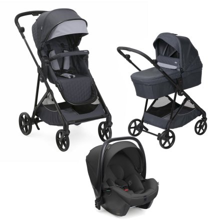Carucior sport pentru copii Chicco Seety, 3 in 1, cu landou si scoica auto Kory Air Plus, BostonGrey