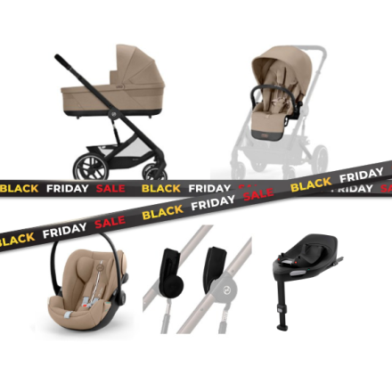 Cybex Balios S Lux Πακέτο Προσφοράς 4 σε 1 με Πορτ-μπεμπέ, Κάθισμα Cloud G Plus & Βάση G - Almond Beige / Black Frame