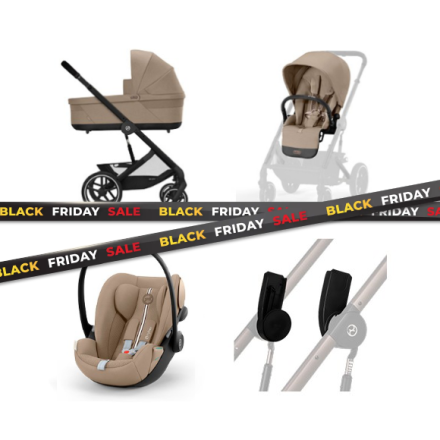 Cybex Balios S Lux Καρότσι 3 σε 1 με Πορτ-μπεμπέ & Παιδικό Κάθισμα Αυτοκινήτου Cloud G Plus - Almond Beige / Black Frame