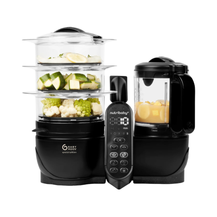 Robot pentru gatit Babymoov - Nutribaby (+) XL, 5 in 1, multifunctional, capacitate mare, Mineral Black