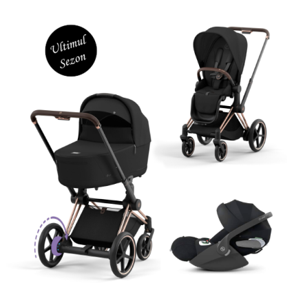 Carucior 3 in 1 pentru copii Cybex E-Priam, cu landou si scoica auto Cloud T Plus