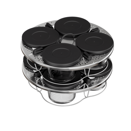 Set 8 recipiente de sticla cu capac si suport Tefal XA6140E0, compatibile cu multicooker Tefal Cook4Me (seriile CY85xx, CY91xx)